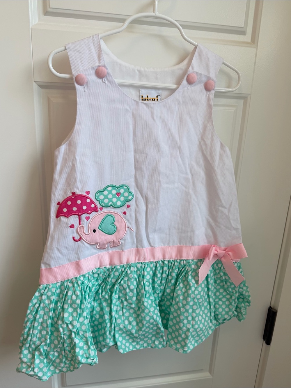 Babeeni Appliqué Drop Waist Bubble Hem Elephant Dress